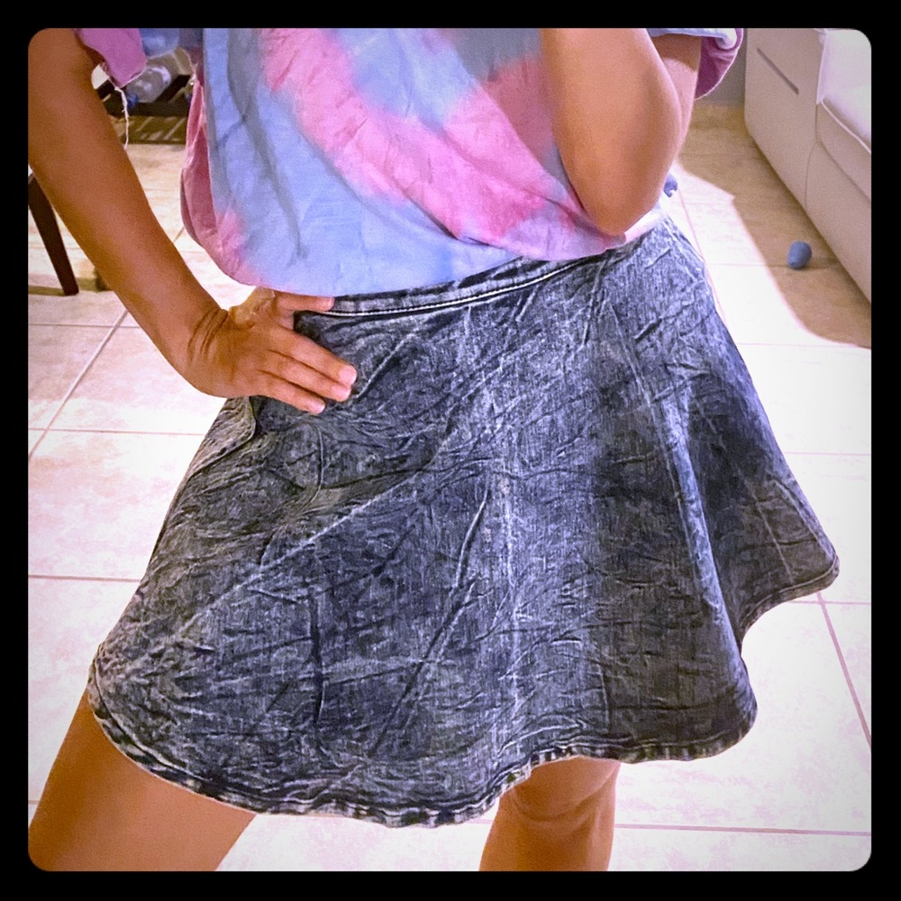 80’s Inspo Acid Wash High Waisted Denim Skirt